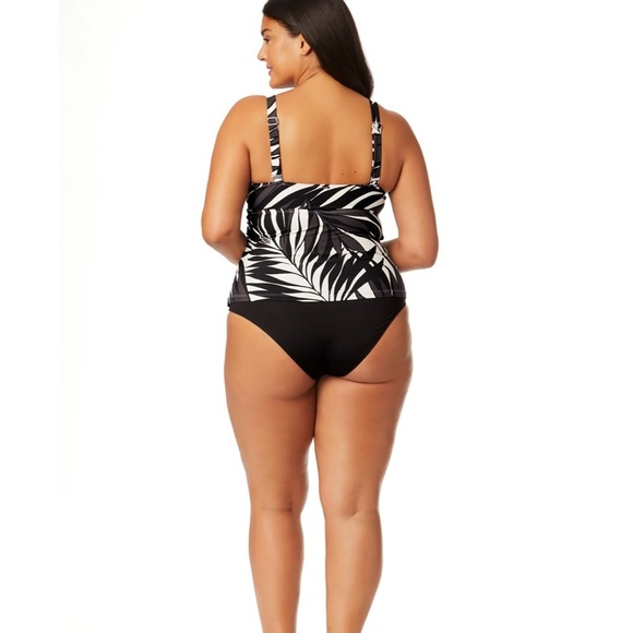 New Anne Cole Women's Plus Palm Chic Drape Front Underwire Swim Top 16W - Picture 5 of 8
